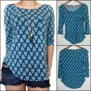 Anthro Postmark Damask Printed Pocket Tee T-Shirt
